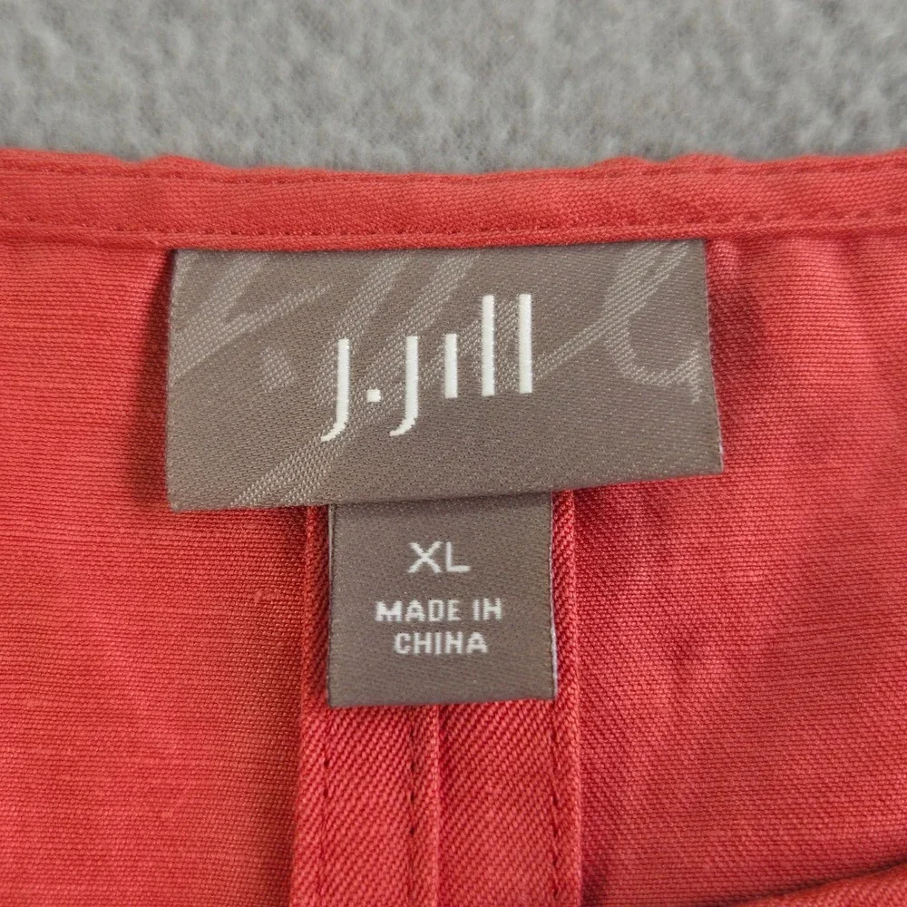 J. Jill Dress & Jacket Set Women XL/L Petite Coral Silk Linen 2 Piece Co-ord